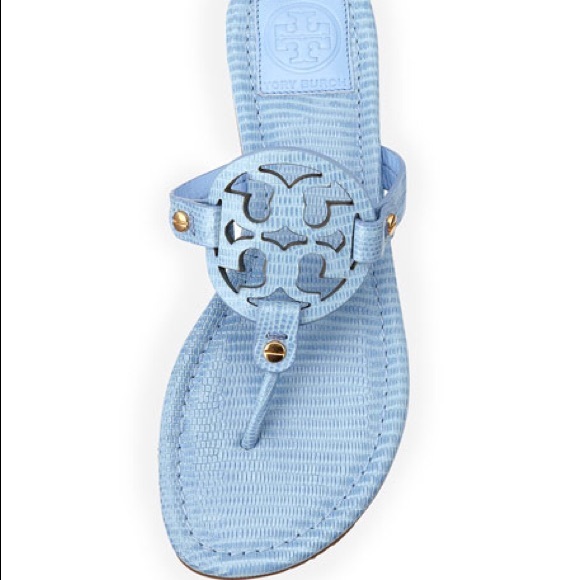 tory burch light blue flip flops